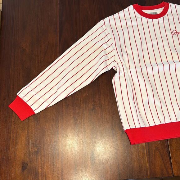 Bogey Boys White Red Striped Crewneck Golf Sweater Men’s Large Pullover - Picture 4 of 9